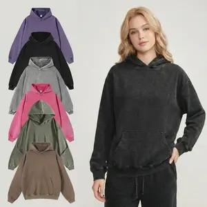 3/4PCS  Colors Couple  Vintage Washed Hoodie 100%Cotton Casual Hoody Comfort Loose Hooded Autumn Warm Fleece Tops Hip Hop Cultural