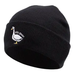 Personalized Winter Beanies Unisex Embroidered Goose Design Warm Acrylic Skull Cap for Men & Women
