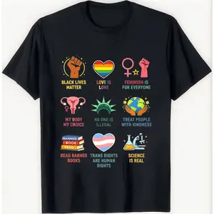 Progressive Social Justice T Shirt Celebrating Black Lives Matter Love Is Love My Body My Choice Trans Rights Science Is Real Banned Books