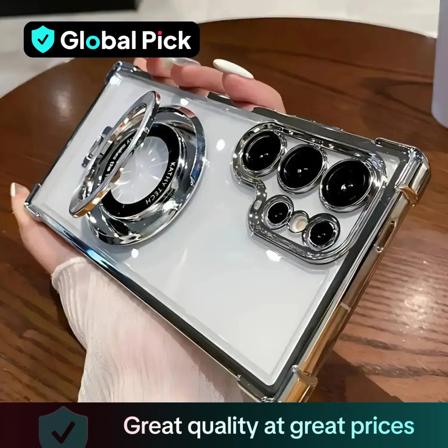 Magnetic Electroplating Transparent Hard Phone Case For Samsung Galaxy S24 S23 S22 ultra plus, for iPhone 16 pro max plus Four Corner Anti-drop Phone