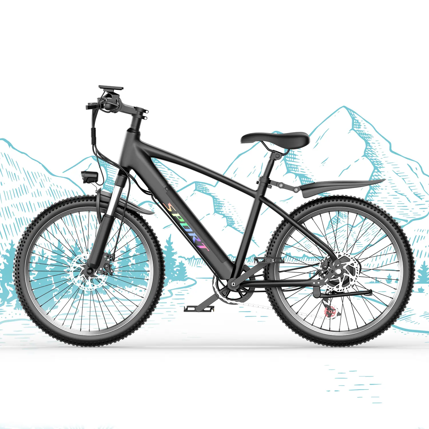 PikaBike F28 Pro 1500w Off-Road Electric Bike 30-70 Mile Range,48V 10Ah Removable Battery, 26" All-Terrain Tires, Front Fork Shock Absorption, Smart Color Screen, Dual Disc Brakes Adult Mountain Bike Ebike Charger