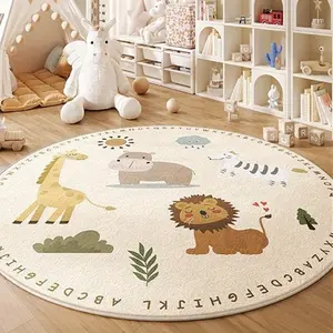 Cute Cartoon Living Room Sofa Animal Rug Machine Washable Closet Dressing Table Rug Fluffy Soft Bedroom Decor Plush Rug Home Balcony Art Studio Rug Entrance Hallway Rug Study Swivel Chair Non-Slip Round Mat