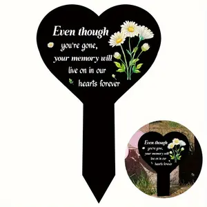 Heart Shaped Garden Decorative Ground Plug, 1 Count Acrylic Waterproof Material Grave Decoration, Exquisite and Small Grave Decoration