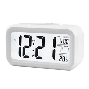 Alarm Clock, Electronic Digital Alarm Clock Battery Operated Small Desk Clock Bedside Clock with Big LED Screen, Indoor Temperature, Date, for Kids Heavy Sleepers