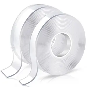 [New Deal] -Double Sided Adhesive tape Heavy Duty, Double Stick Mounting (2 Rolls, Total 20FT), Clear Two Sided Wall tape Strips, Removable Poster tape for Home, Office, Car, Outdoor Use
