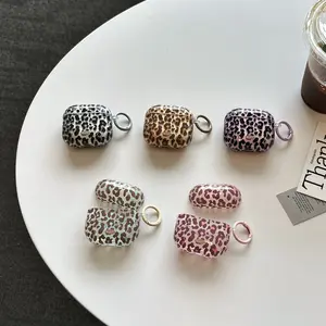 Fashionable Leopard Print Earphone Case for Apple AirPods Pro 3/2/4/3/2, Simple Design, Half-Transparent with Round Ring, Women's Accessory