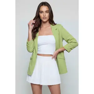 Genevieve Crepe Ruched Sleeve Blazer