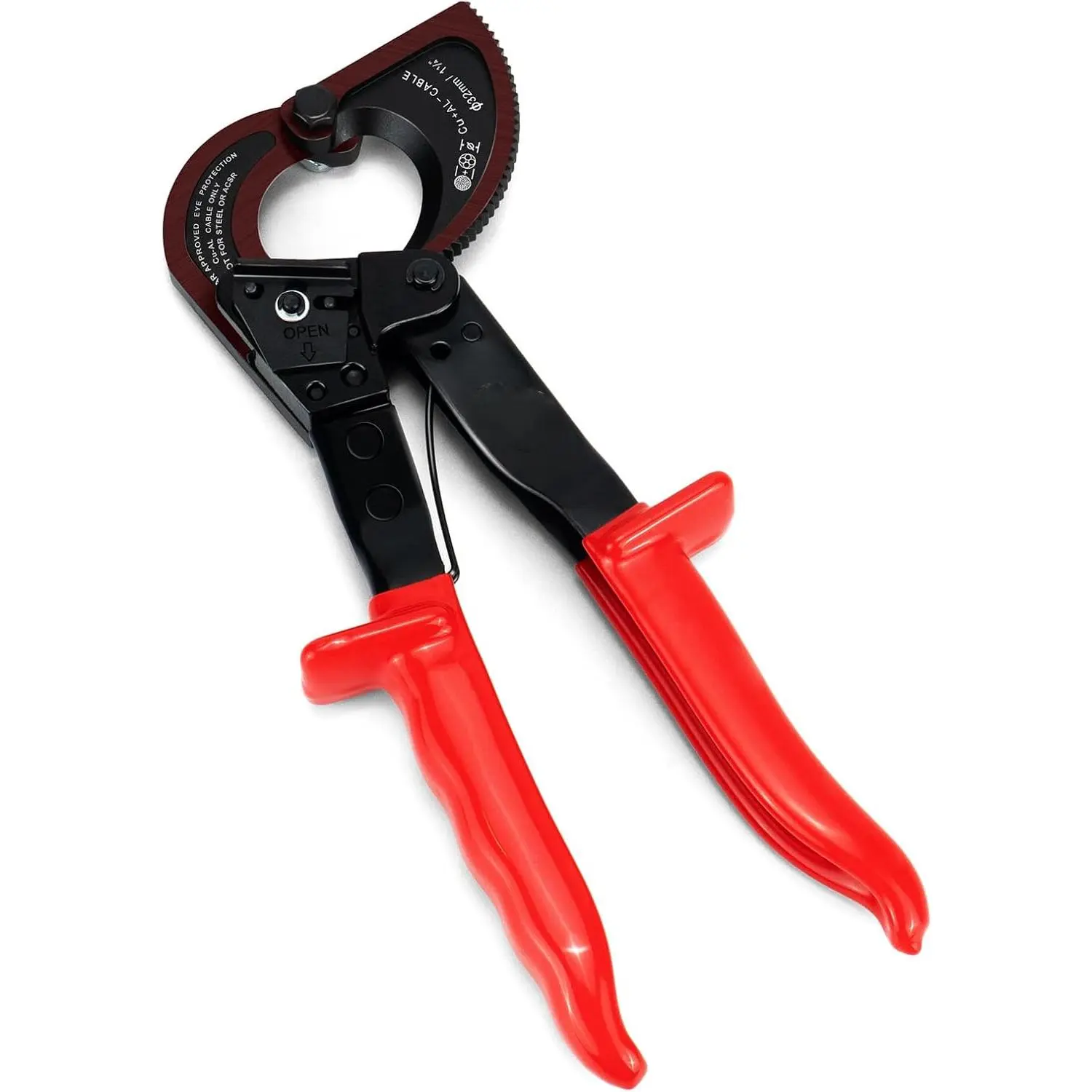 Durable Cable Cutter - Heavy-Duty Ratcheting Edge Tool, Carbon Steel Build with Rubber Comfort Grips, Effortless Cutting for Electricians, Cuts Copper/Aluminum Cables & Flexible Wires Up to 600MCM/240mm² Maximum Range