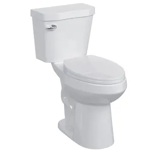GARVEE 19 Inch Tall Toilet,Two-Piece Toilet with ADA Comfort Chair Height Seat,Elongated Standard Toilet,Side Trip Buttons Flush, Powerful 1.28 GPF Single Flush for Seniors, White