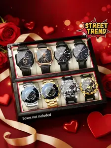8pcs Men's Luxury Quartz Watch Set, Analog Face, Zinc Alloy Case, Perfect for Daily Wear, Ideal Gift for Boyfriend/father