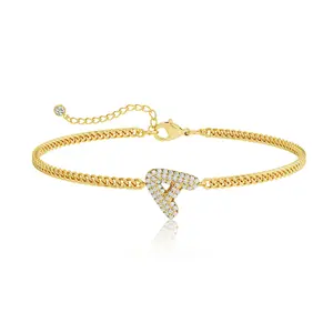 TEWIKY Greenish Spring Jewelry Initial CZ Bubble Bracelets For Women Trendy A-Z Bubble Letter Bracelet Adjustable Chain Bracelets For Women Jewelry Gifts For Gifts,Valentine's Day Gift