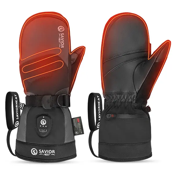 SAVIOR HEAT Waterproof Touchscreen Heated Mittens for Adults, 7.4V 2200mAh Rechargeable Batteries, 3 Heat Levels Adjustable Control, Flexible Breathable Thermal Outdoor Sports Gloves for Skiing, 7.4V 2200Mah Batteries, Thermal Wear, Unisex, 3 Heat Setting