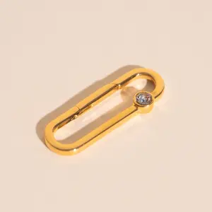 Crystal Rectangle Necklace Charm Clasp (30mm)