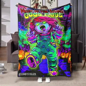 Horror Movie Blanket Character Chucky Saw Pennywise Halloween Candy Killer Soft Flannel Blanket for Bed Bedroom Sofa Blanket Throw Blanket