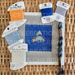 Shark Needlepoint Canvas  “Shark Bait Ohh Ha Ha” | 18 Mesh