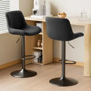 Bar Stools Set of 2, Adjustable Modern Swivel Bar Stools with Backs, Counter Height Performance Fabric Island Chairs for Home Kitchen, Dark Brown