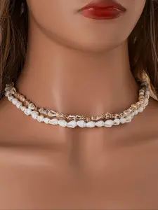 Boho Style Random Shell Decor Beaded Necklace, Fashion Layered Necklace for Party, Daily Clothing Decor, Trendy All-match & Exquisite Jewelry for Birthday Gift