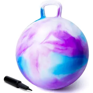 Hopper Ball, Hopping Toys for Kids, 18inch Bouncy Ball with Handle for Boys Girls Aged 3-8, Inflatable Clouds Bounce Hopper Toy with Pump