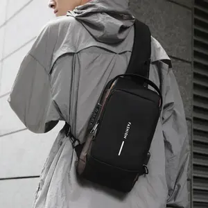 Theft-Proof Men's Chest Bag with Password Lock - Secure Crossbody Bag for Adventure Travel, Motorcycle Journeys, and Daily Use, Featuring a Hidden Anti-Slash Pocket and Reflective Stripes