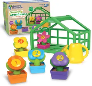 Learning Resources Growing Greenhouse Color & Number Playset - 12 Pieces, Ages 18 Months +, Preschool Activities, Toddler Montessori Toys