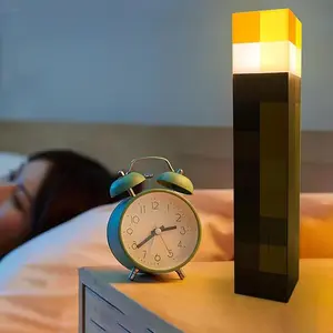 7 Color Pixel Torch Light USB Rechargeable LED Night Light, Color Changing Gaming Room Decor Lamp for Bedroom Desk Shelf Home Decoration