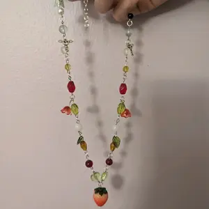 Handmade Glass Lampwork Bead Strawberry Grove Necklace