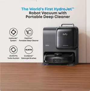 eufy E28 Omni Robot Vacuum, Vac-Mop-Combo, HydroJet System,with Portable Deep Cleaner for Carpet,20,000Pa Turbo Suction,Zero-Tangling,Corner to Edge Deep Cleaning,with auto All-in-One Station