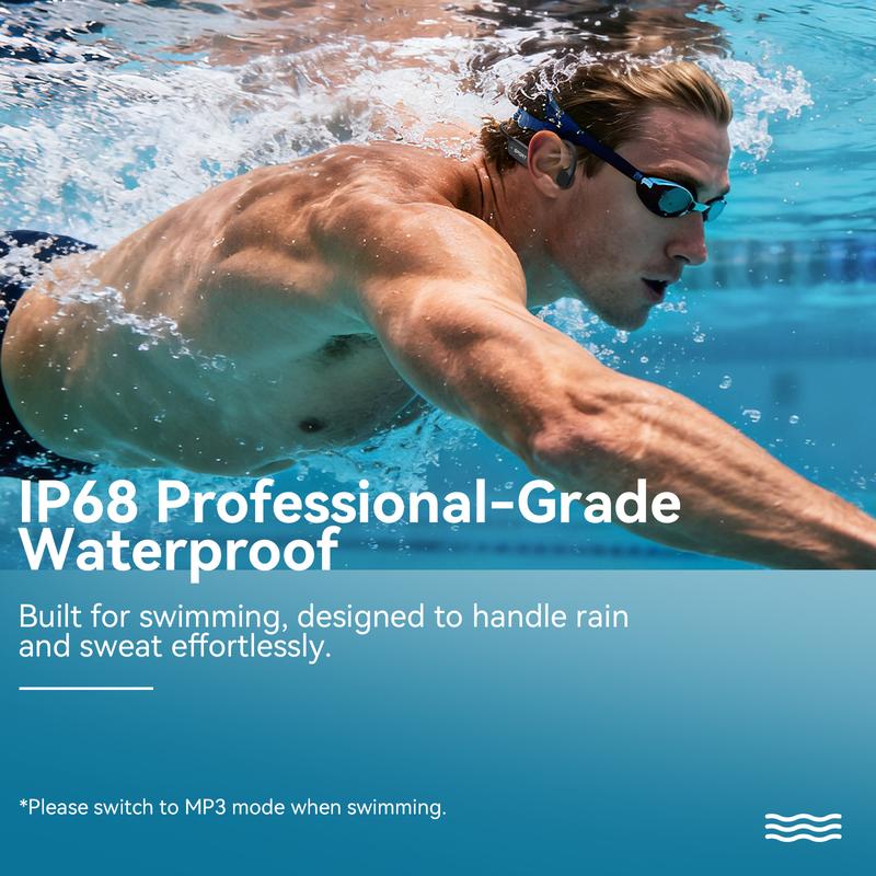 Viyawise B11 Bone Conduction Headphones, IP68 Waterproof Earbuds for Swimming, 32GB & Bluetooth 6.0 Wireless Underwater Open Ear Headphones with Mic for Sport