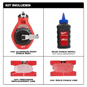 100 ft Aluminum Chalk Reel Kit with Blue Chalk Bonus Line Limited Lifetime Warranty
