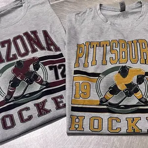 Vintage Hockey Graphic Tee Sports Hockey City Tshirt Retro Sports T-Shirt Casual Hockey Game Top
