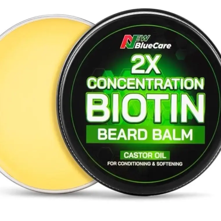 New BlueCare 2X Concentration Biotin Beard Balm with Castor Oil for Conditioning & Softening Beards and Mustaches