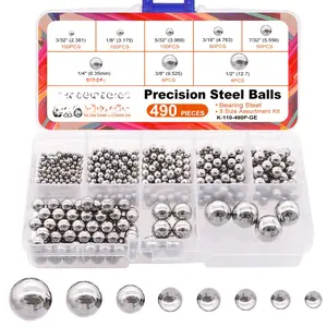 490 count 8 Sizes Bicycle Bearing Balls Metal Mixing Balls Assortment Kit 1/2" 3/8" 1/4" 7/32" 3/16" 5/32" 1/8" 3/32" Precision Steel Balls