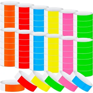 2400 Pack Neon Paper Wristbands Bulk - Waterproof, Lightweight, Adhesive for Concert Events Party Hand Wrist Arm Identification Multicolor