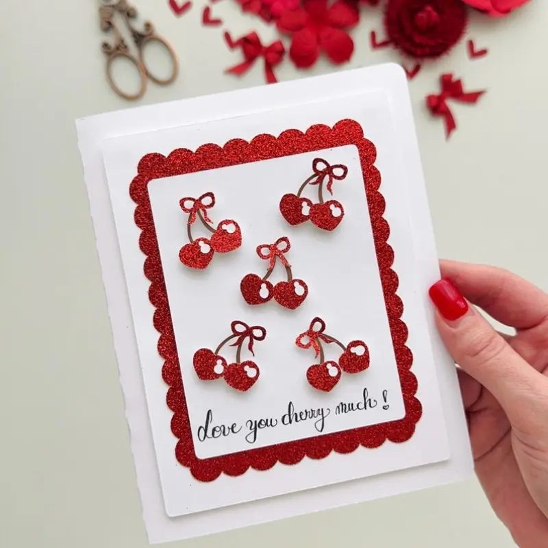 1pc cherry valentine's day card