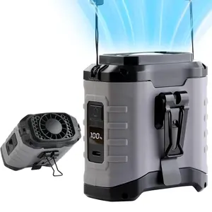 Portable Fan with 10000mAh Rechargeable Battery, 5-speed Adjustable Personal Fan, Wearable Fan for Outdoor Work, Travel and Fishing, USB Rechargeable Fan