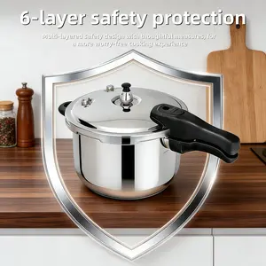 6.34 Quart (6L) Stainless Steel Pressure Cooker 24cm, 201 Steel, Explosion-Proof, Induction Compatible, Commercial Grade