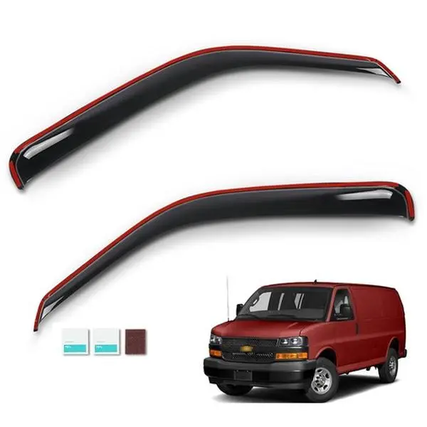 2PC Fit for 1996-2025 Chevy Express 2500 3500  Sun Rain Guard Window Visor Vent Shade