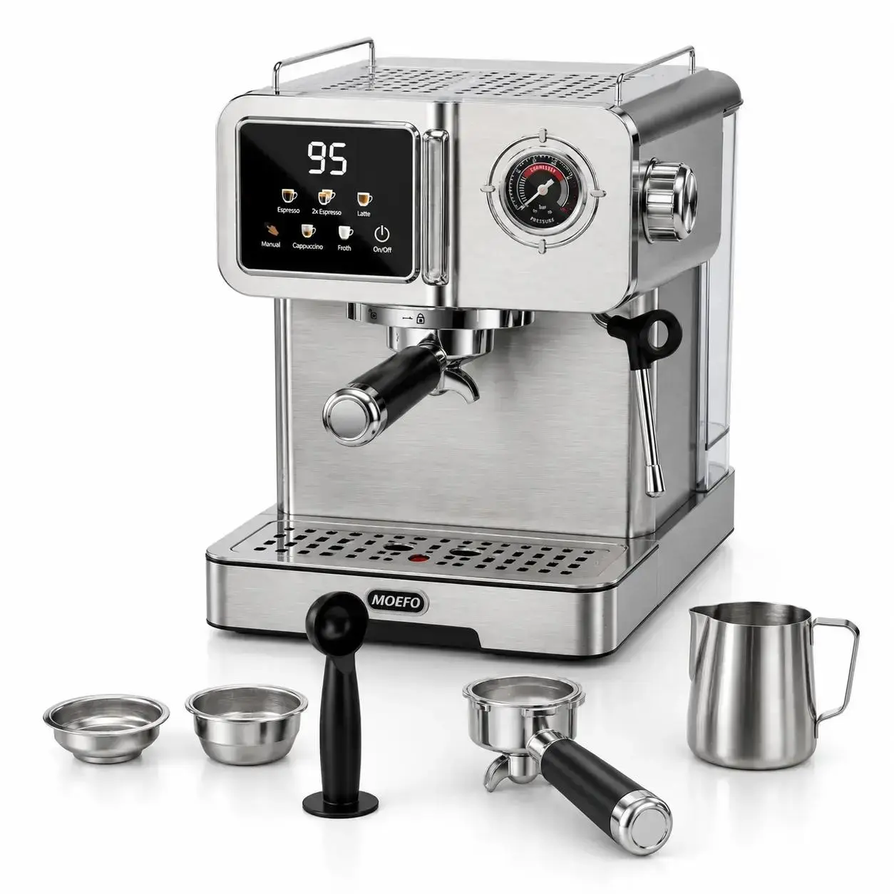 [SummerWins]【 Espresso Machine】20 Bar Espresso Machine  with PID Temperature Control, 58mm Portafilter & Milk Frother, Professional Pressure Gauge for Latte and Cappuccino, Home Coffee Maker with Removable Water Tank