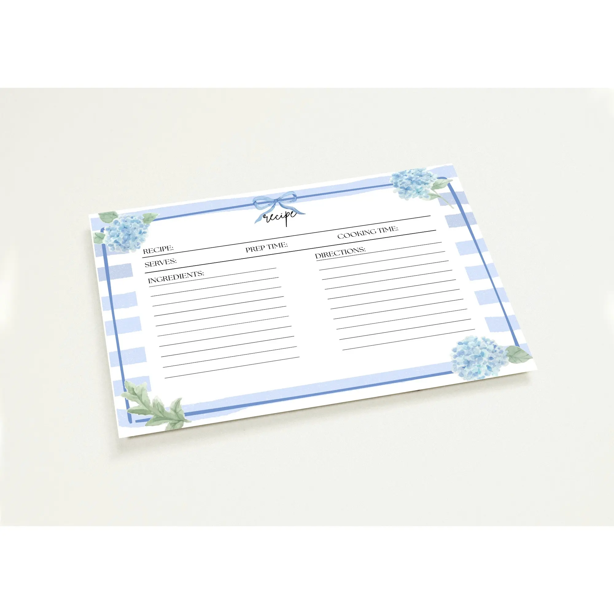 Pack of 10 Hydrangea Recipe Cards