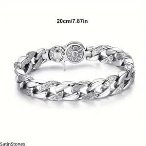 Sterling Silver Rotating Charm Statement Bracelet Gift for Her