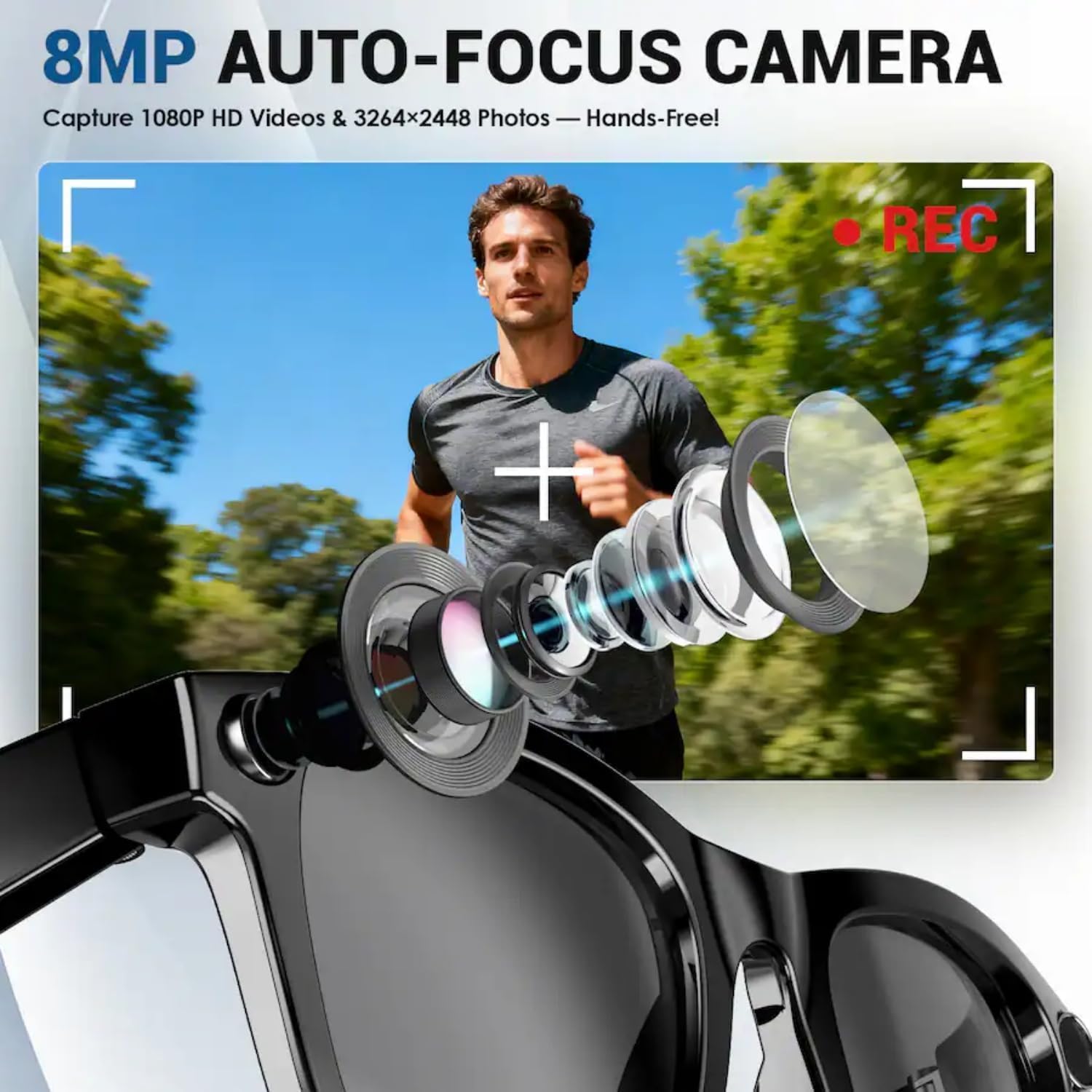 LUSBY Smart AI Camera Glasses with 8MP Photochromic Lenses, Button-Touch Adjustment, 160+ Languages Real-Time Translation, Bluetooth Wireless Video Recording, UV Sun Protection, Cool Gadgets for Travel Outdoor Adventures, Mens Gifts for Him Easter Gift