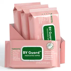 Bacterial Vaginosis Feminine Wipes for Odor, Itching, Burning & Discharge | Vaginal Wipes Helps with Vaginal Microbiota Imbalance | Intimate Health & Hygiene | 48 Flushable Wipes Pack of 4