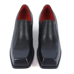 THE JB NIGHTWALKER I Solid Black Color Extended Invisible Heel(7cm) Shoe Elegant Leather Footwear Fashion