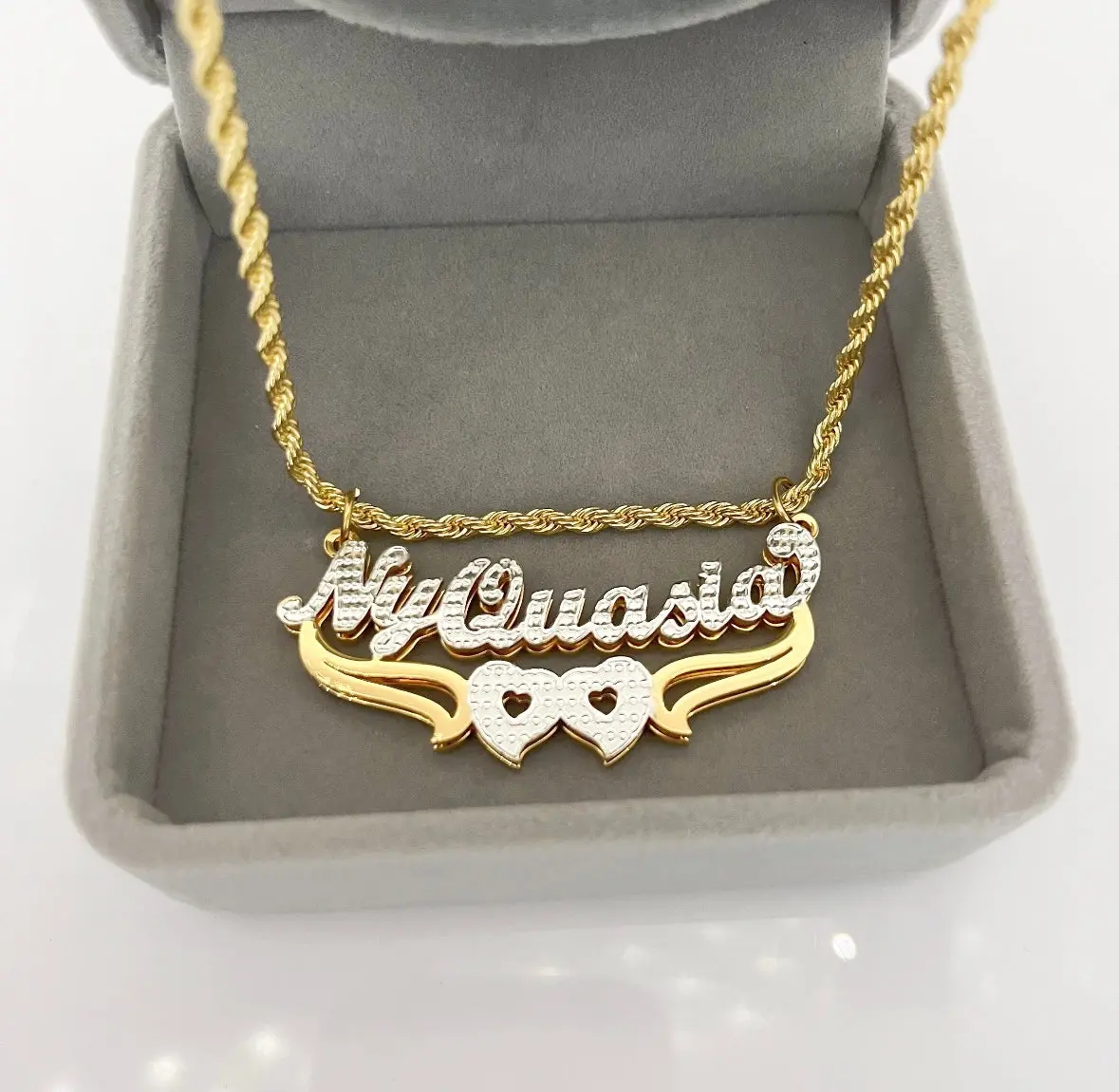 Custom Made 2-Tone Double Nameplate Chain
