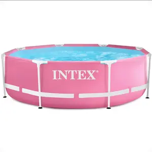 Intex 28290EH 8ft x 30in Round Metal Frame Above Ground Swimming Pool Pink