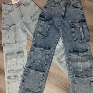 Rhinestones cargo pants