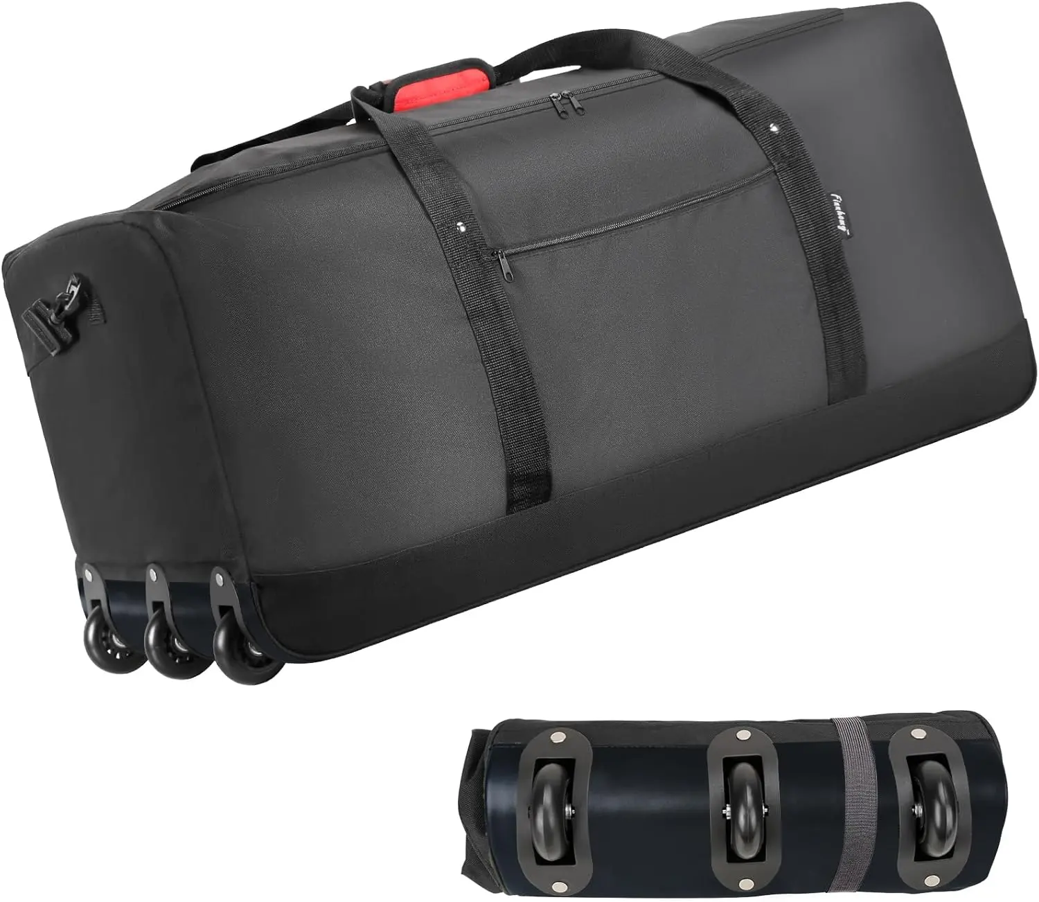 120L Foldable Rolling Duffel Bag with 3 Wheels, Light Weight Travel Duffel bag with Large Loading Capacity, 32'' Rolling Duffel bag with Shoulder Strap
