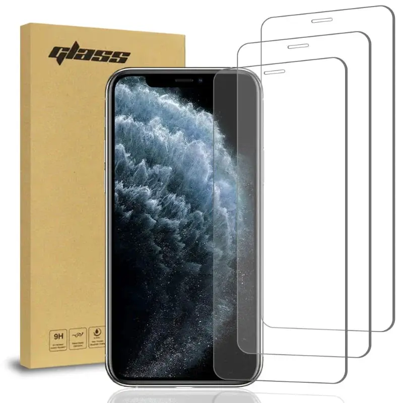 For iPhone 11 Pro Screen Protector 3-Pack Tempered Glass 9H Surface Hardness Ultra-Thin 0.33mm Shatterproof Oleophobic Coating Easy Install