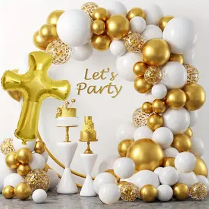 133 Balloon Arch Decoration Set of Cross Style Aluminum Balloons for Baptisms Eucharists Day of The Dead Funerals Memorial Day