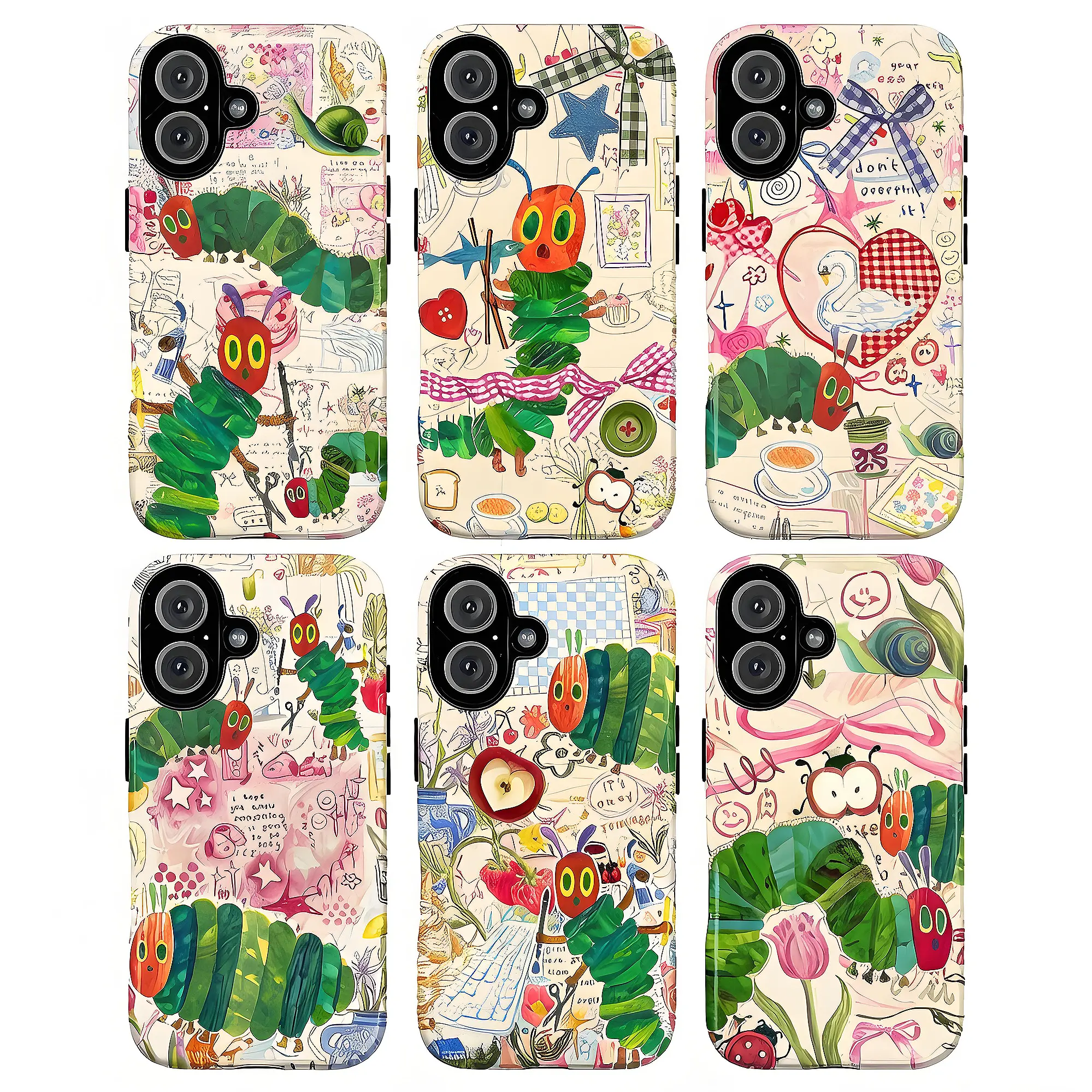 The Very Hungry Caterpillar Star-Themed Floral Tropical Smartphone Casing - Whimsical Vintage Flexible Cover, Multi-Model Fit Accessory for iPhone 11-17 Pro Max/Air/Pro, Samsung S21-S24, Colorful Cartoon Drop-Protective Handheld Phone Case